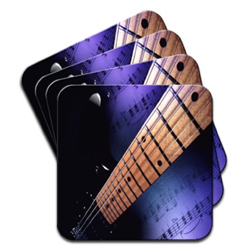 Electric Guitar with Sheet Music Set Of 4 Coasters