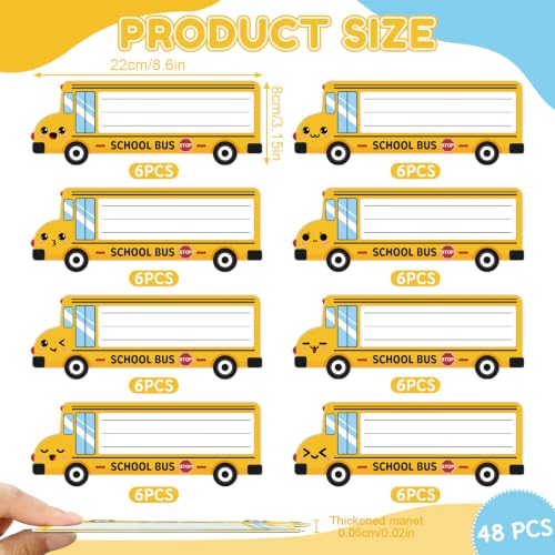 48PCS 8.7"×3.1" Back to School Magnetic Name Tags - Large School Bus Dry Erase Magnetic Labels Student Name Tags Magnetic Locker Name Plates Stickers for Classroom Desks School Whiteboards - Image 2