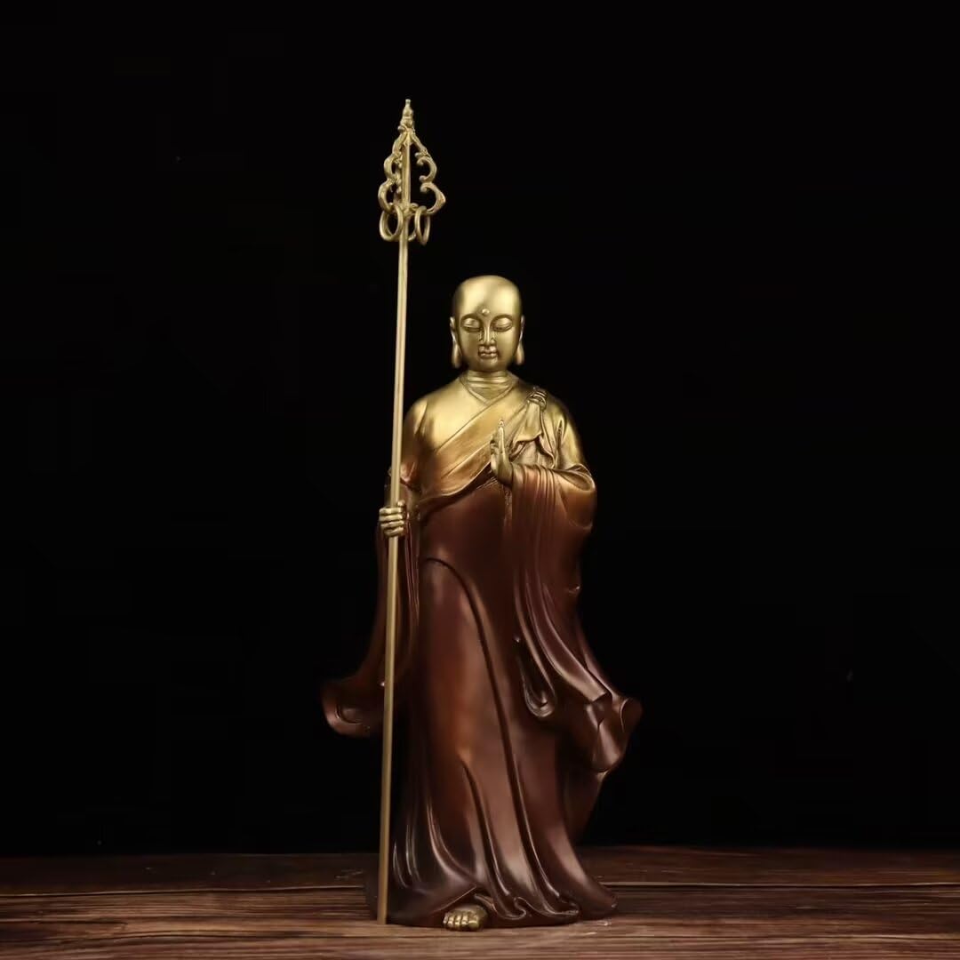 Dytartzx Pure copper Tizang King Bodhisattva statue home decoration meditation Zen Buddha
