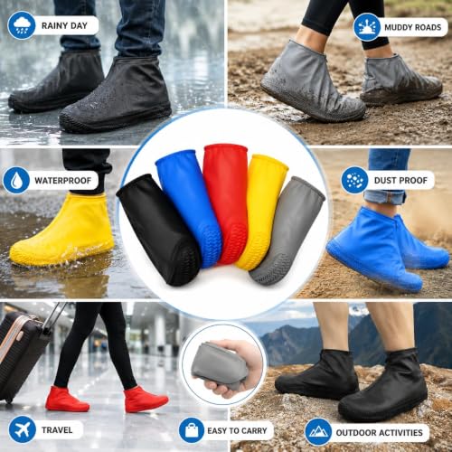 Image of Waterproof Shoe Cover for Women & Men | Reusable Rain Boot Cover with Anti-Slip Sole | Monsoon Footwear Protector for Bike Riding & Travel Pack Of 3