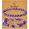 AWARDSEN Amethyst Bracelet Purple Bracelet for Women Butterfly Bracelets Amethyst Crystal 8mmPurple Butterfly Gifts for Women Beaded Bracelets 2Pcs