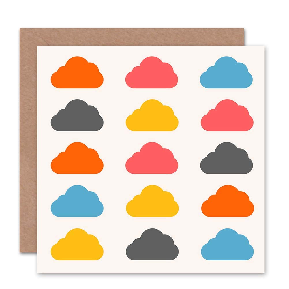 Wee Blue Coo COLOURFUL CLOUDS WEATHER SYMBOL RAIN BLANK GREETINGS BIRTHDAY CARD ART
