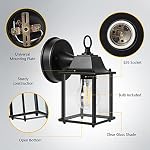 2 Pack Outdoor Wall Light, Exterior Waterproof Wall Sconce Light Fixtures, Black Front Door Wall Lantern with Clear Glass Shade, Aluminum Anti-Rust Porch Lights for Garage, A19 Bulbs Included