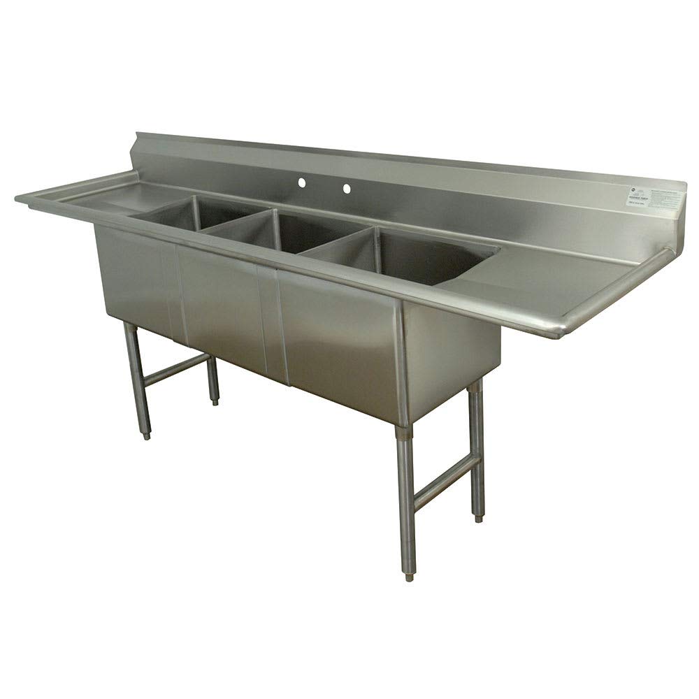 FC-3-2424-24RL-X Fabricated 3 Bowl Sink by Advance Tabco – 126.00x30.00x40.00, In Description, Check Images, Model 685-095