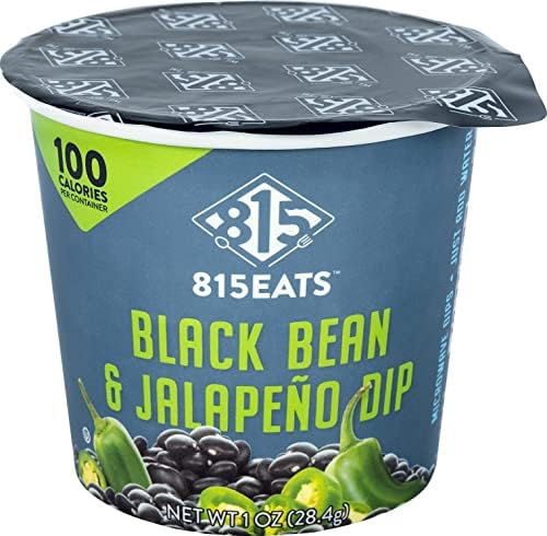 815Eats - Easy and Microwaveable Dips in 90 Seconds, Gluten Free and Kosher 100 Calorie Snack, (Black Bean & Jalapeño Dip, Pack of 6 Individual Cups)