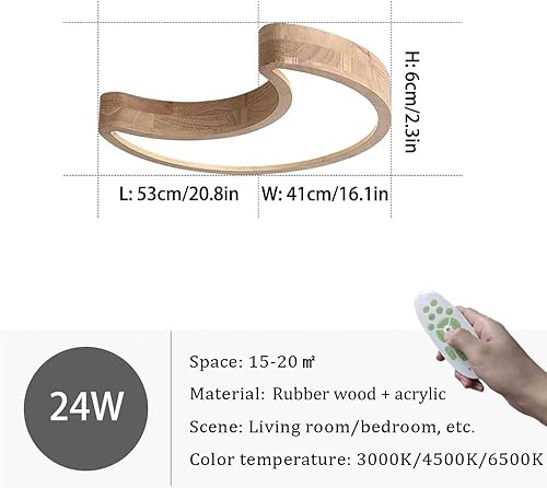 Miniatura 2 de LYZAP Modern Dimmable Moon Ceiling Lamp with Remote ControlWood Children Ceiling Light, Interior Bedroom Living Room Ceiling LightDining Room