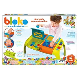 BLOKO – Ma première Table de Construction et d’Apprentissage + Coffret de 37 Dès 12 Mois – Fabriqué en Europe – Table de Jeu activité 1er âge – 503501