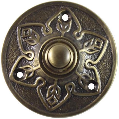 Adonai Hardware Flower Brass Bell Push or Door Bell or Push Button - Antique Brass