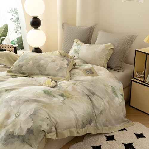 ECOCOTT Bedding 3-Piece Duvet Cover Set King Size, Silky Soft 100% Lyocell, Hypoallergenic & Eco-Friendly, Whispering Blooms Floral Pattern, Cooling & Breathable for Hot Sleepers