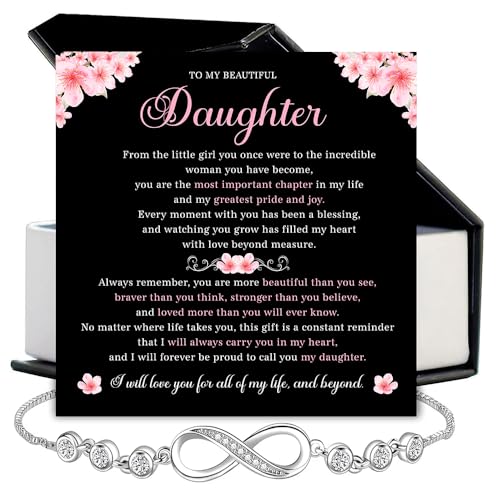 To My Daughter – Forever Connected Infinity Bracelet from Dad with Loving Message in Elegant Gift Box, Meaningful Gift for Daughter on Birthday, Christmas or Wedding, Cubic Zirconia Jewelry2