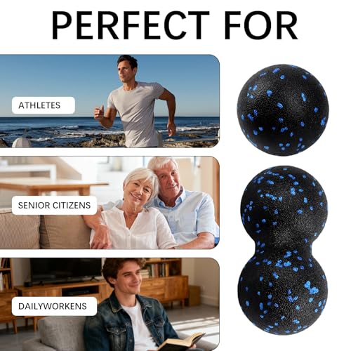 XxinXrong Faszienball Set, 2er Set Massagebälle, Trigger Point Release Lacrosse Ball, Faszienball für Füße, Massageball Faszien Ball, Faszienbälle für Faszientraining Durchführen,Einzelball+Doppelball