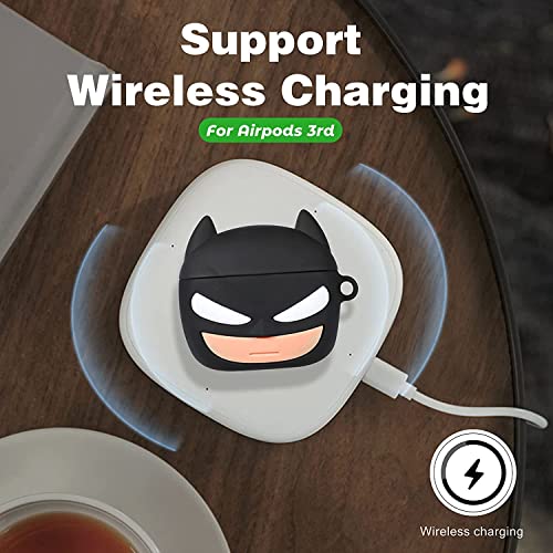 Image of FOLX FAC70 AirPods 1&2 GEN Soft Silicone Protective Case 3D Design Shockproof Case Cover with Anti-Lost Metal Keyring Compatible for Apple AirPods 1&2 Generation (Batman), Multicolor