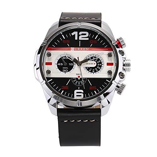 Relojes De Pulsera Multifunción para Hombres Reloj De Cuarzo Analógico Brazalete Impermeable con Tres Esferas Pequeñas Y Correa De Cuero para Decoración Deportiva Juvenil Cover