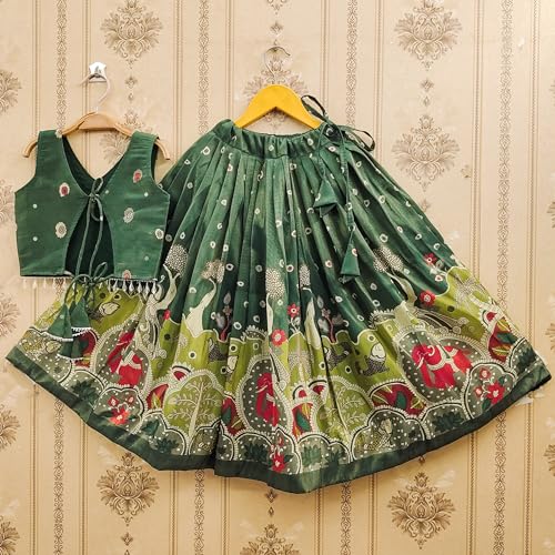 Image of Girls Simar Soft Silk New Traditional Printed Readymade Lehenga Choli -Ethnic Wear Wedding Outfits (Suitable For Girls 2 To 8 Year)