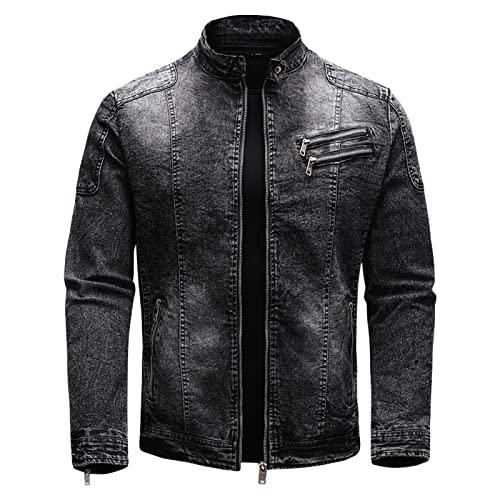 Veste en jean usé pour hommes coupe étroite pour corriger la silhouette