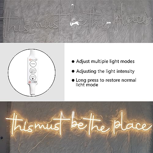 Image of Sunchayi This Must Be The Place Neon Sign 80.5 inch x 14.3 inch Light for Home Bedroom Cafe Bar Hanging Wall Decor Sign Anniversaries Wedding Birthday Backdrop （Super Large Style）