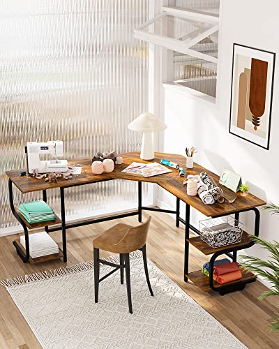 Image of L Shaped Desk with Shelves,64.84 inch Large Gaming Corner Desk for Home Office