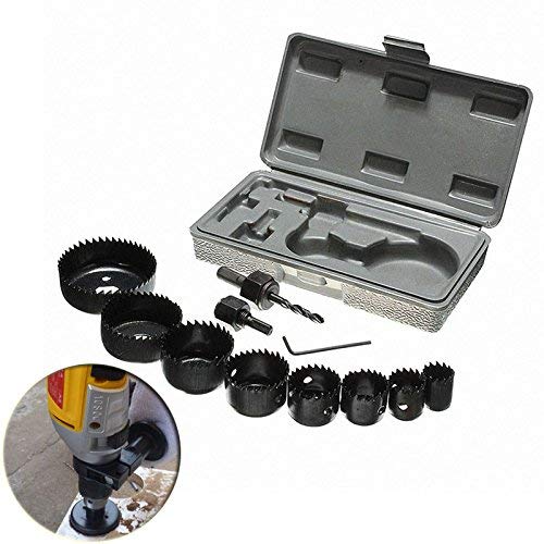 Fortag 11 piece drilling crown, hole saw set in case, 19 mm - 64 mm, black