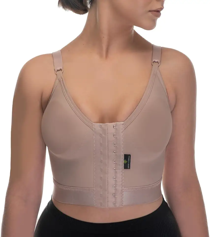 Sutiã de Alta Sustentação e Pós-Cirúrgico Opta Corpus 700B com Reforço, Elástico na Base e Fecho Frontal, para Mamoplastia e Uso Diário