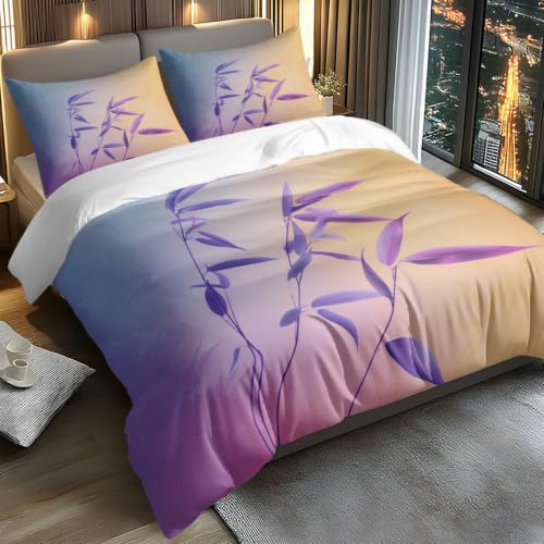 Housse de Couette 240 x 260 Microfibre Parure de Lit 2 Clés Rose Violet - 5