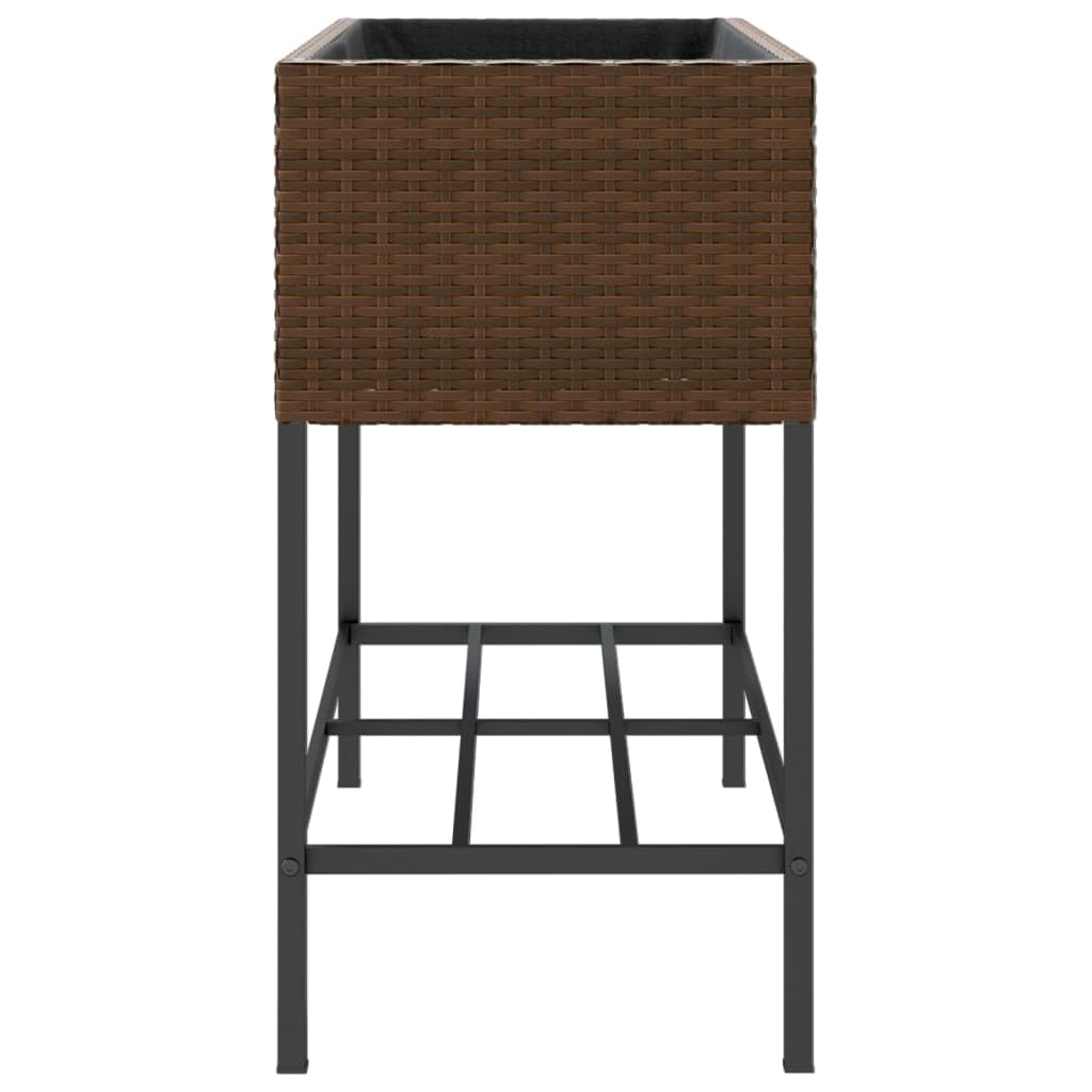 Skrzynki ogrodowe z półkami, 2 sztuki, brązowe, 90 x 40 x 75 cm, polirattanowe, zewnętrzne doniczki na rośliny, pionowa donica ogrodowa, na balkon i do ogrodu, podniesiony mini ogród na sadzonki