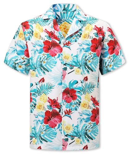 Image of Cromoncent Matching Hawaiian Outfits for Family, Dad and Son Matching Luau Beach Tropical Shirts Mommy Daughter Tropical Sets