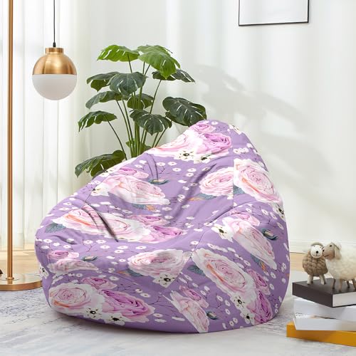 Hiseng Funda Puff Pera Sin Relleno S M L XL XXL, Puff Sin Relleno Lavable Grande Pequeño para Infantil Adultos Almacenamiento de Juguetes de Peluche para Salon (Rosa Elegante 2,100x120cm)