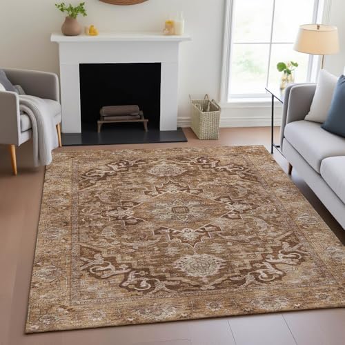 Addison Rugs Chantille ACN2165 Terracotta 8' x 10' Indoor/Outdoor, Machine Washable, Easy Clean, Non Shedding, Bedroom, Living Room, Dining Room, Kitchen, Patio Rug