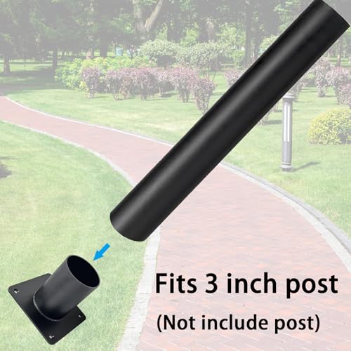 Heavy Duty Pier Mount Adapter for 3\" Surface Mount Post, Metal Black Outdoor Post Bracket for Post Light, Mailbox Pole, Light Pole - Thumbnail 3
