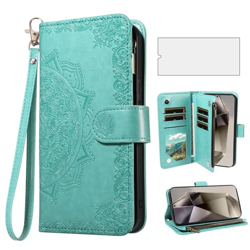 Coque Samsung S24 Ultra 5G portefeuille fleur avec verre trempé