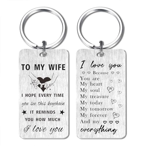 Gezxin Wife Valentines Day Gifts from Husband, Gift for Wife Just Because Birthday Anniversary Mother's Day Easter Keychain