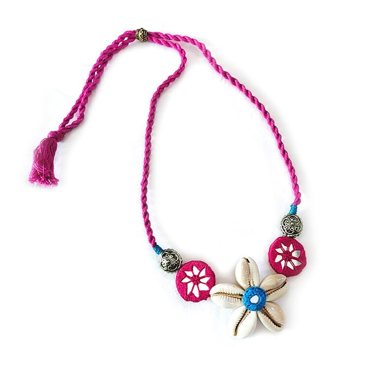 Aesthetics Label Mirror work handcrafted shell pendant necklace for kids and girls (Pink) (B0CH8SWZV6) Amazon Price History, Amazon Price Tracker