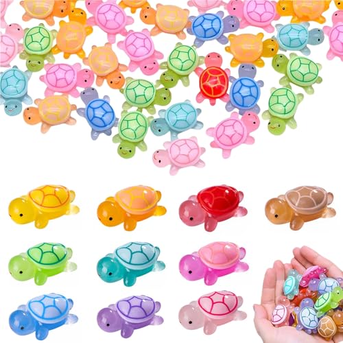 40 Piezas Mini Tortugas de Resina, Figuras de Tortuga Marina en 10 Colores para DIY Micro Paisaje, Decoración de Jardín, Macetas, Acuario y Manualidades, Miniaturas para Casa de Muñecas