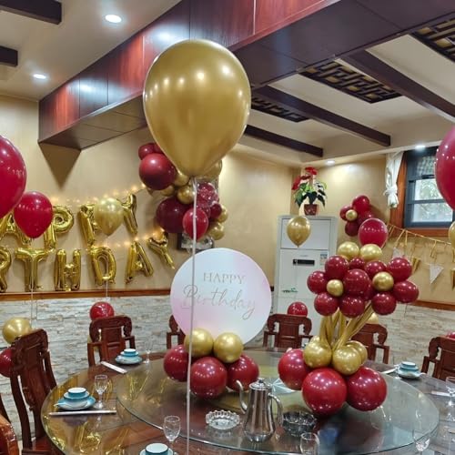 Image of 200 Pcs Red and Gold Balloons 5 Inch Metallic Latex Bulk Small Balloon Arch Garland Kit for Birthday Wedding Bridal Baby Shower Supplies Graduation Party Decorations