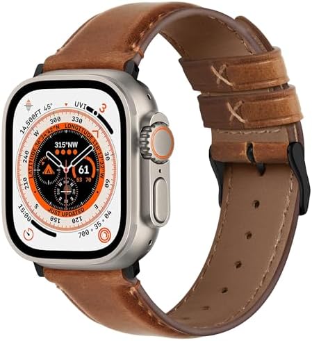 Bracelet Cuir Véritable Tuocal Pour Fitbit Versa 3/Sense - Réglable Et Élégant