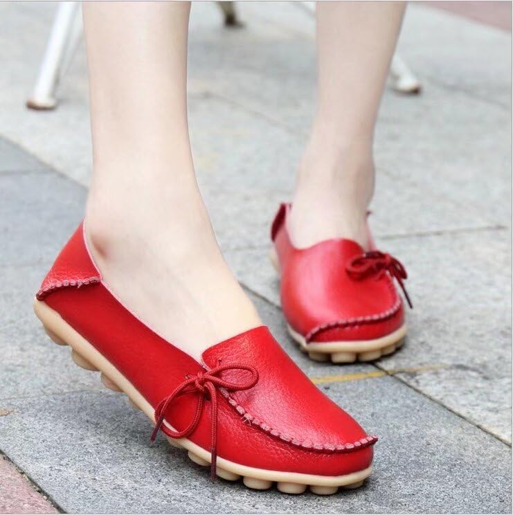 Image of Women's Leather Slipper Loafers Flat Shoes Slip-Ons