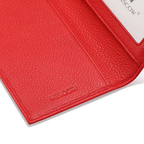 Image of HISCOW Soft Leather Checkbook Cover & Card Holder with Divider - Italian Calfskin, Pebbled Red, One Size, Contemporary