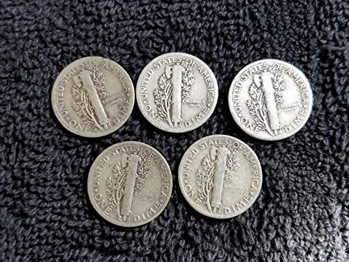 5 Various Mint Marks Mercury Dimes VG-08 and better - all different dates