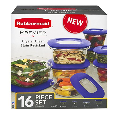 Rubbermaid Premier Food Storage Containers, 16-Piece Set, Purple
