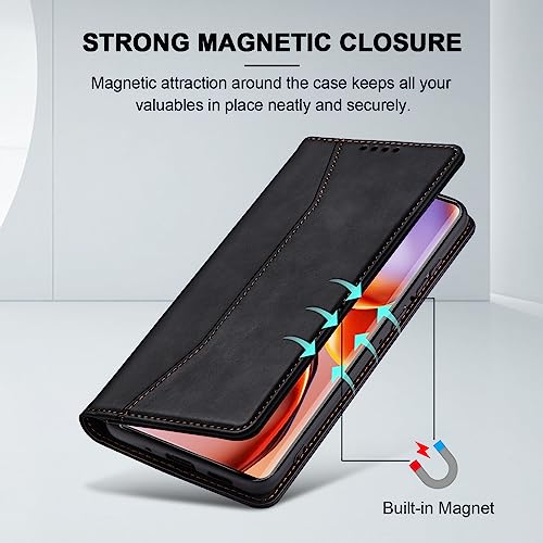 Image of Jasonyu Flip Wallet Case for Motorola Edge+ /Edge Plus (2023),Black