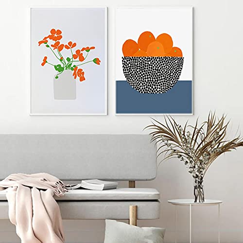 Plantes en pot oranges sur toile nordique de qualité supérieure pour décoration élégante