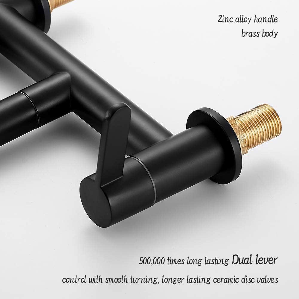 Black 2 Hole 360° Swivel Spout Dual Lever Sink Mixer Tap - Deck Mounted Kitchen Faucet with UK Standard Fittings - Image 2