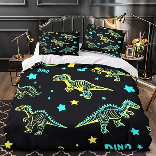 Parure de couette dinosaure lumineux 3D microfibre respirable - 4