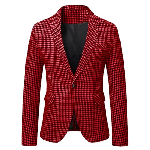 Blazer pied-de-poule pour homme veste de costume chic décontractée à un bouton