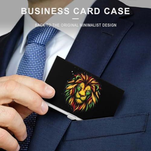 Rasta Jamaican Lion Face Business Card Case Pocket Card Holder Slim Card Wallet for Men Women3