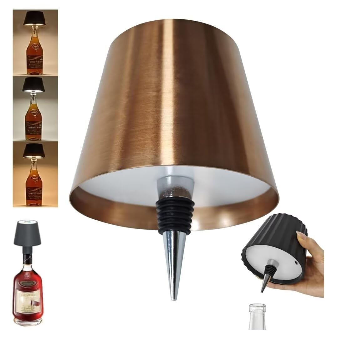 Pridola Wireless Bottle Lamp, LED Wine Bottle Lamp, RGB/3 Color Stepless Dimming Pridola Bottle Lamp, Touch Control Wireless Bottle Lampshade, Rechargeable Wine Bottle Lights for Bars Restaurants