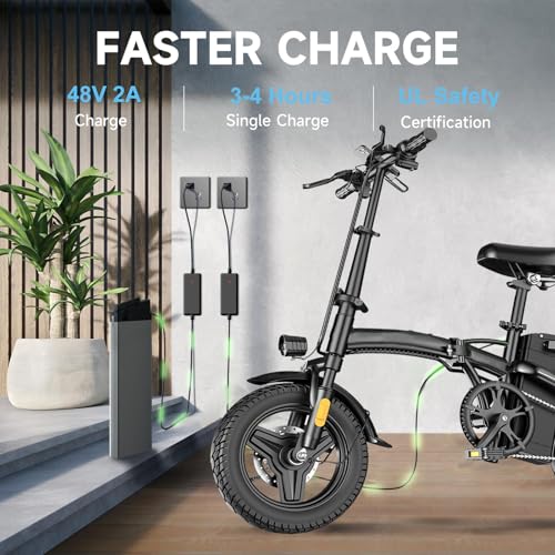 Peak 500W 23MPH Folding Electric Bike for Adults
| 14" Mini Ebike with 30° Uphill Shock Absorbers for Adults
| 48V12AH Removable Battery 38 Miles PAS Range Electric Bike for Adults