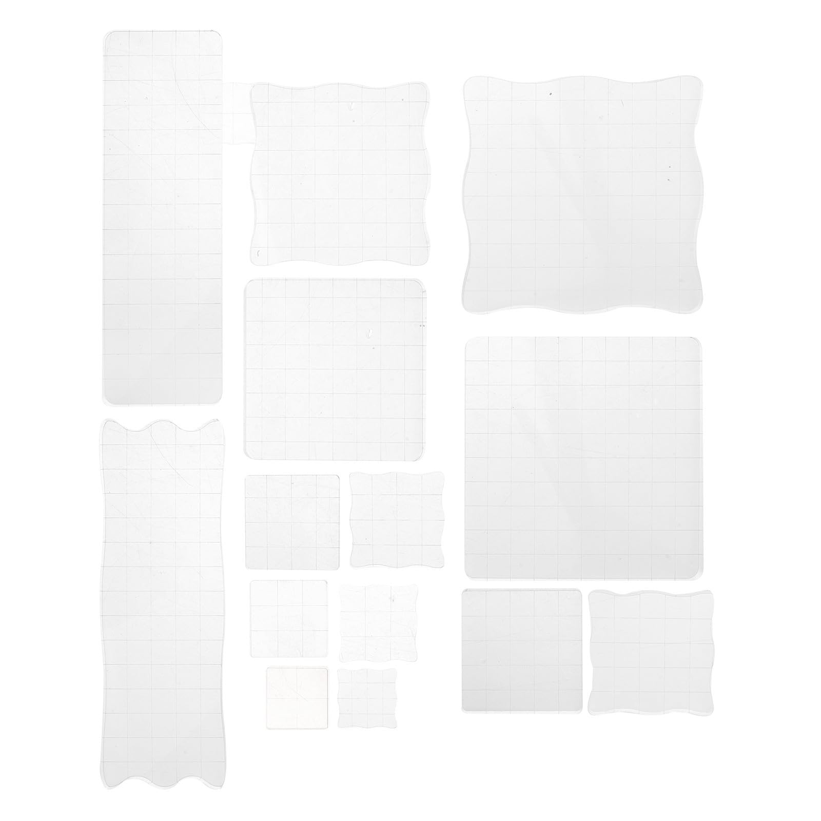14 Piezas Bloques de Acrílico Transparentes con Bordes Redondeados con Líneas de Rejilla Herramienta de Scrapbooking y Alta Visibilidad para Sellos para Manualidades