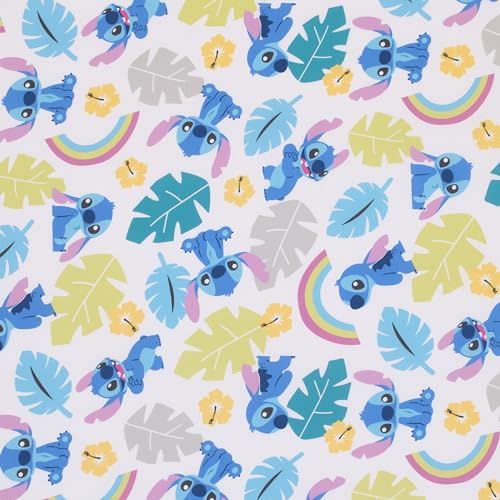 Image of Disney Stitch Blue, Teal, Lime, and White Nursery Fitted Mini Crib Sheet