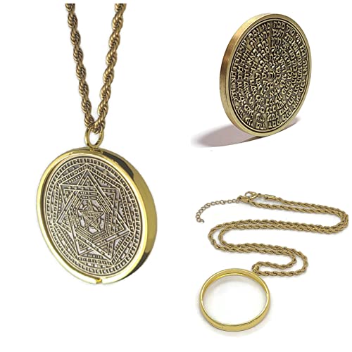 Sigillum Dei Ameth + 72 names of God + 1FitAll King Solomon Coin bezel kabbalah seal talisman Necklace
